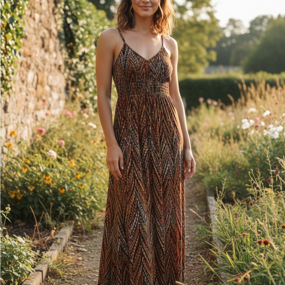 Body Central Multicolor Chevron Maxi Dress